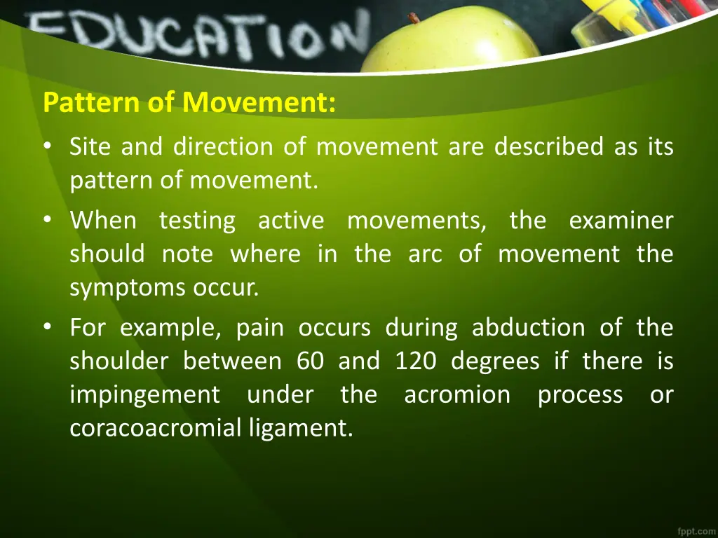 pattern of movement site and direction