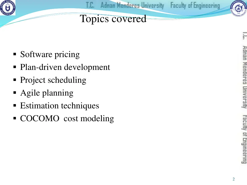 topics covered