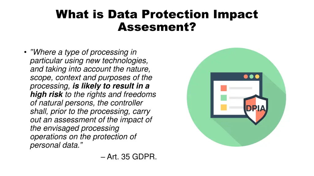 what is data protection impact assesment