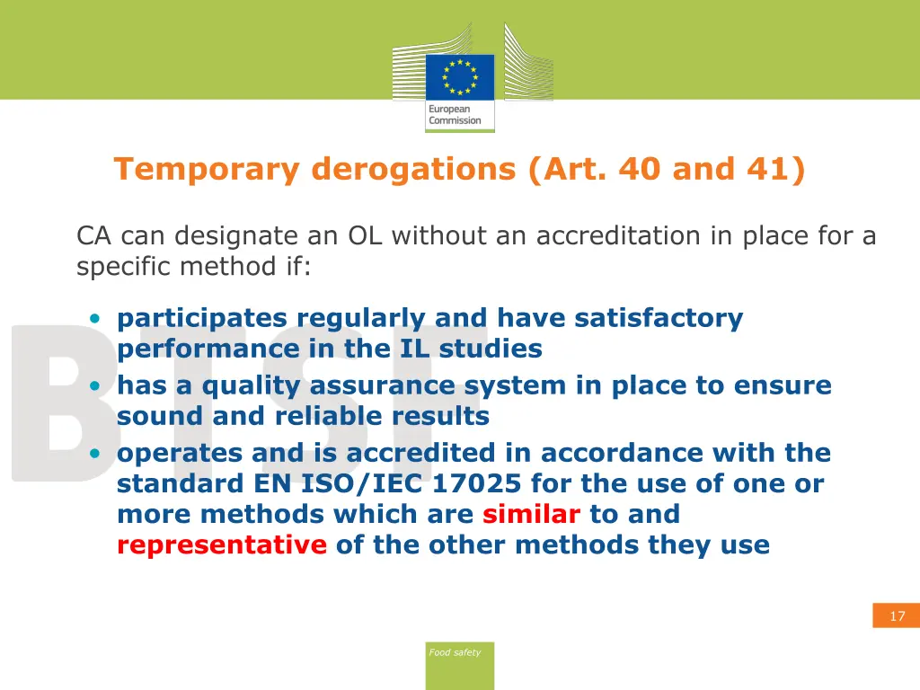 temporary derogations art 40 and 41