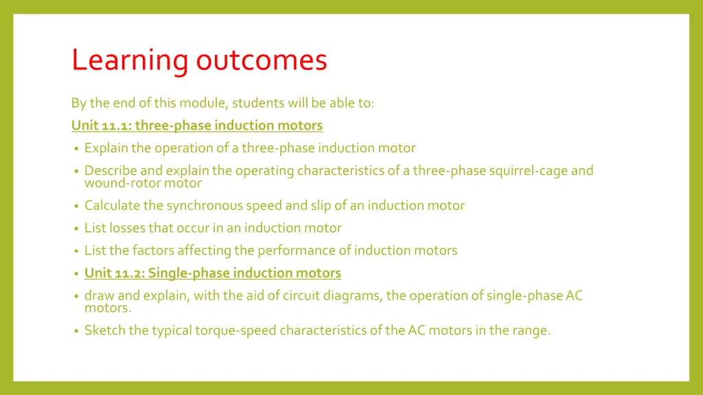 learning outcomes