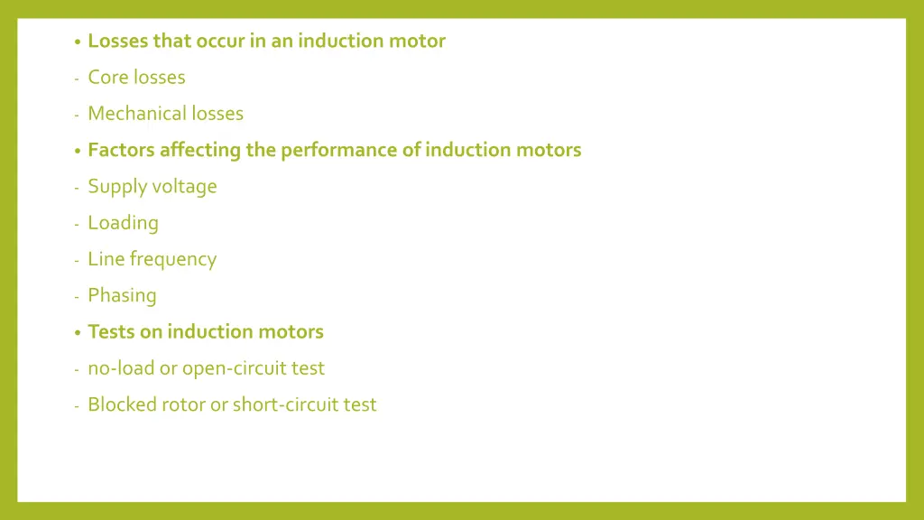 losses that occur in an induction motor