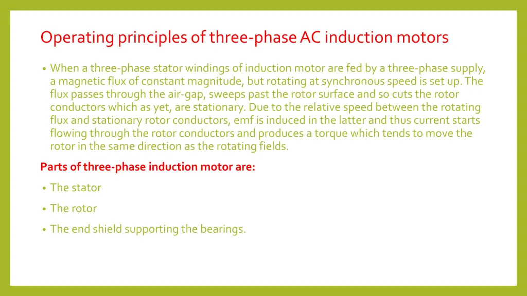 operating principles of three phase ac induction