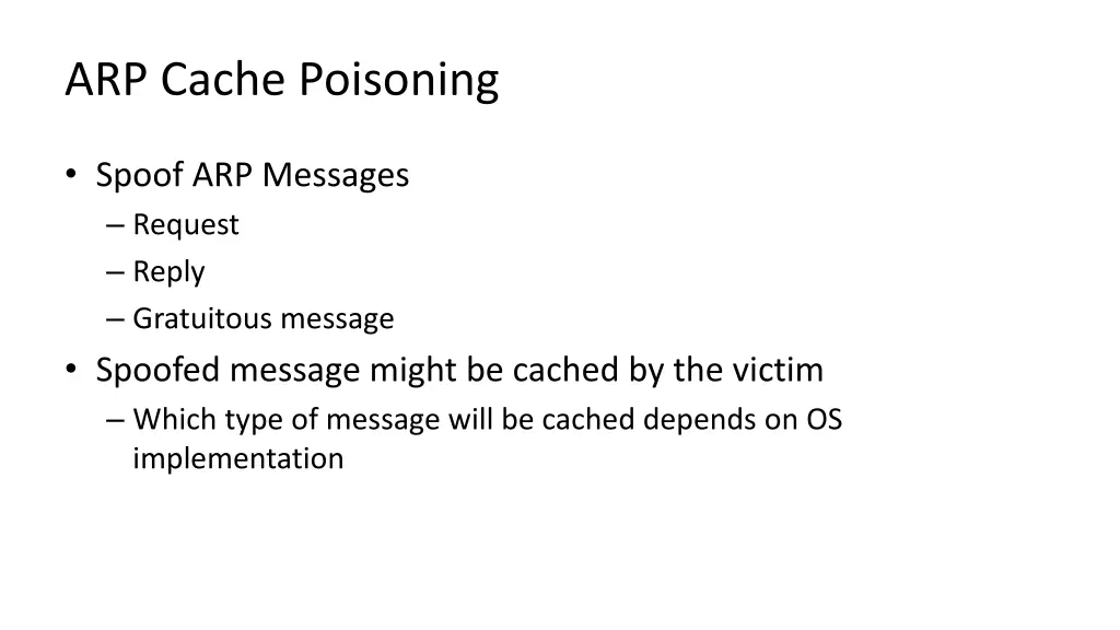 arp cache poisoning