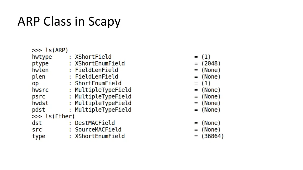arp class in scapy