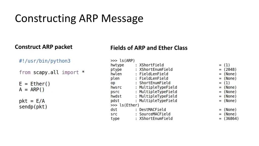 constructing arp message