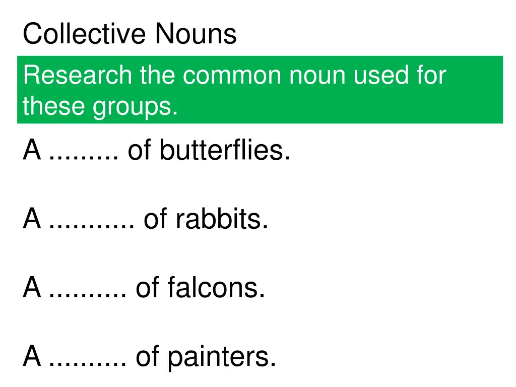 collective nouns research the common noun used