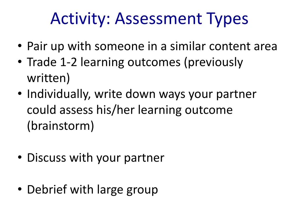 activity assessment types