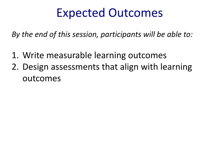 expected outcomes