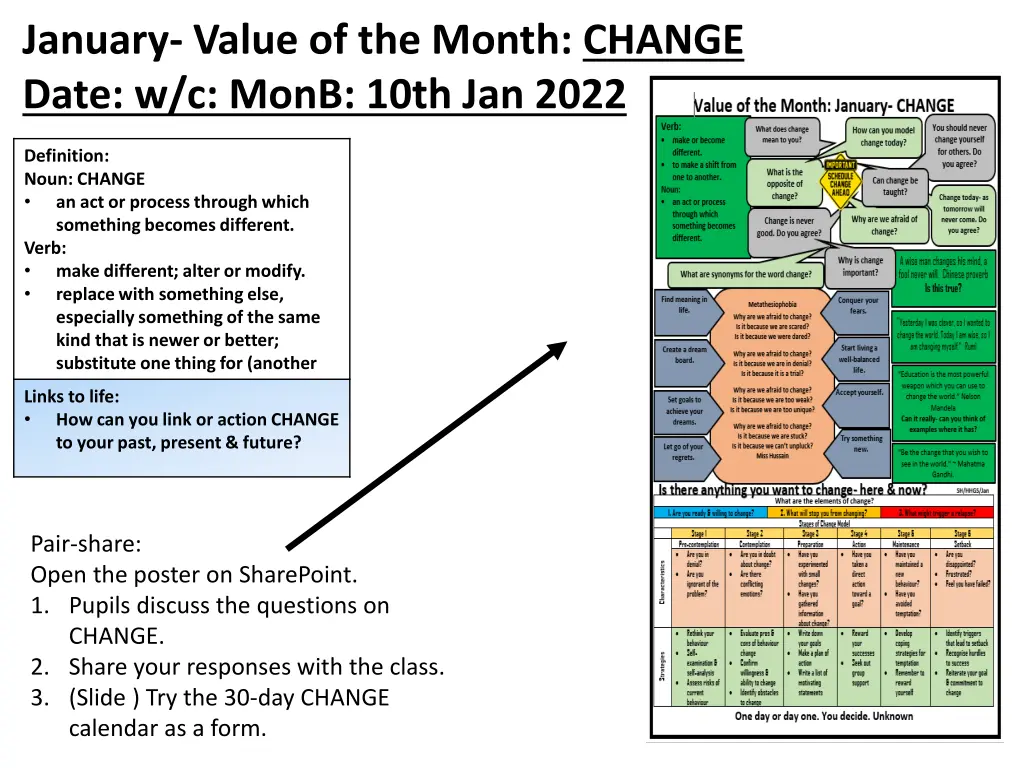january value of the month change date w c monb