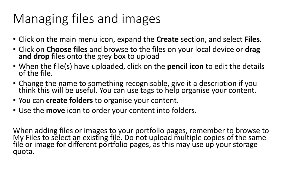 managing files and images