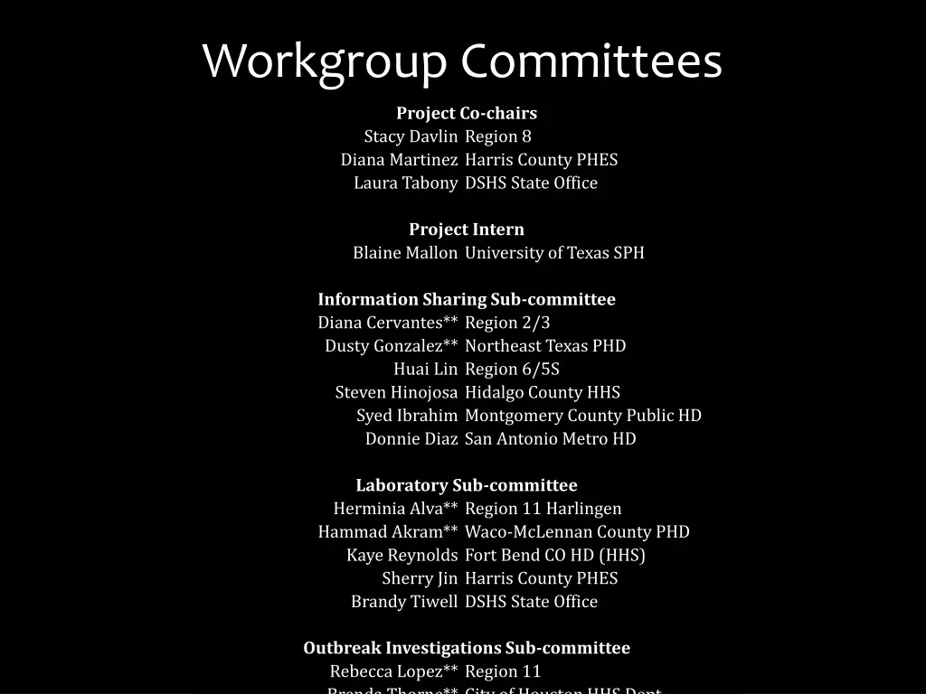 workgroup committees