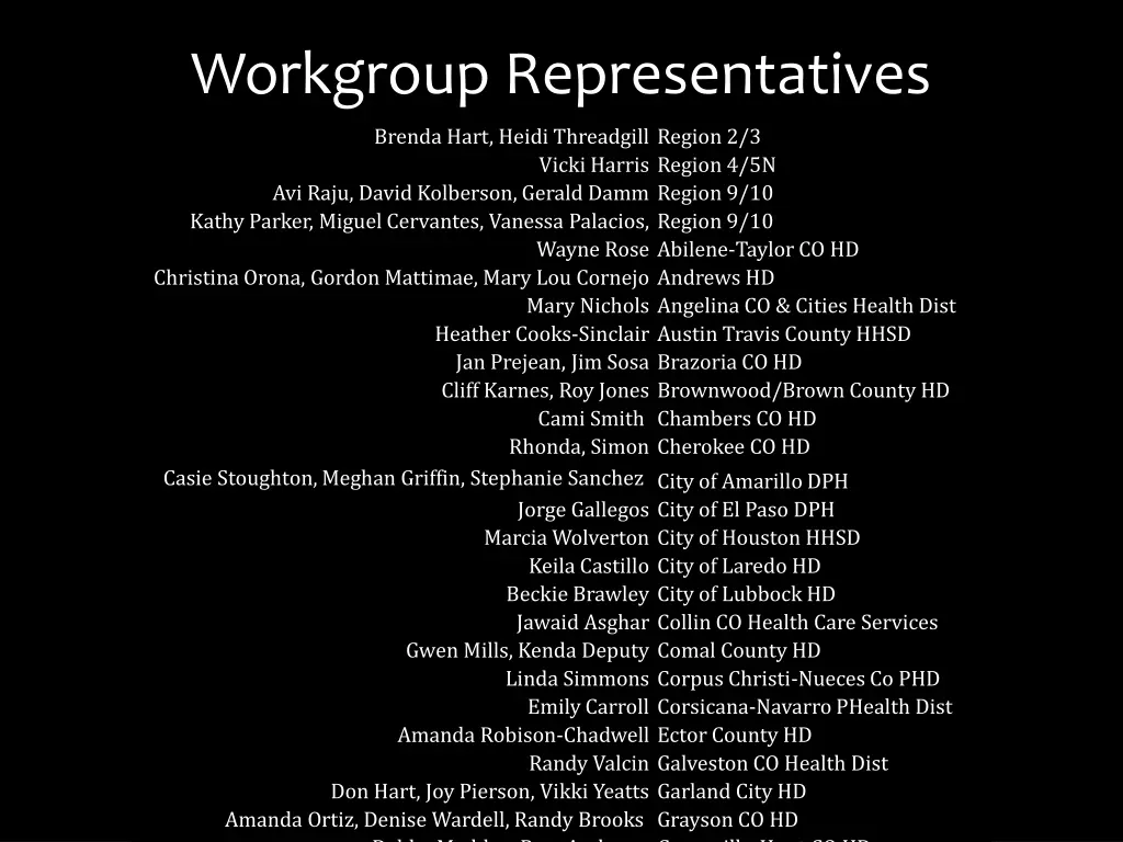 workgroup representatives