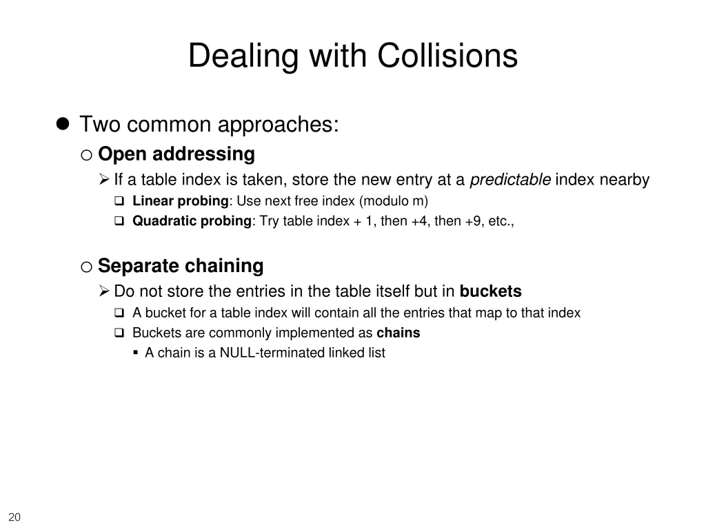 dealing with collisions