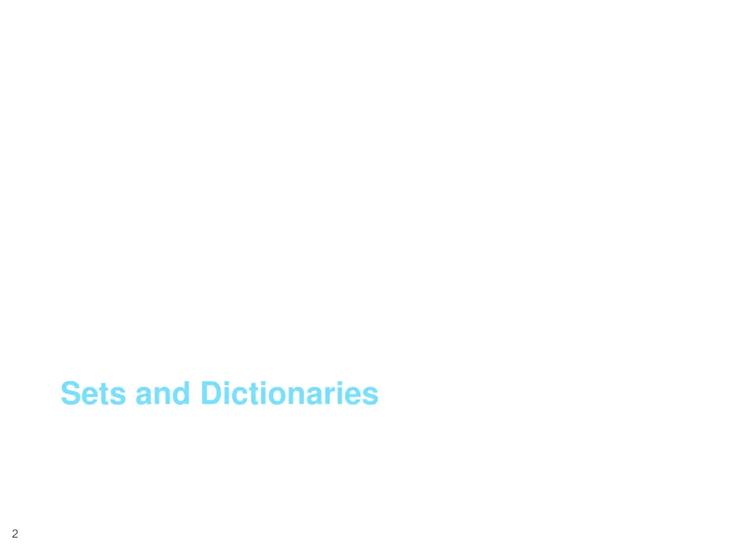 sets and dictionaries