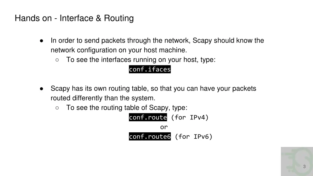 hands on interface routing