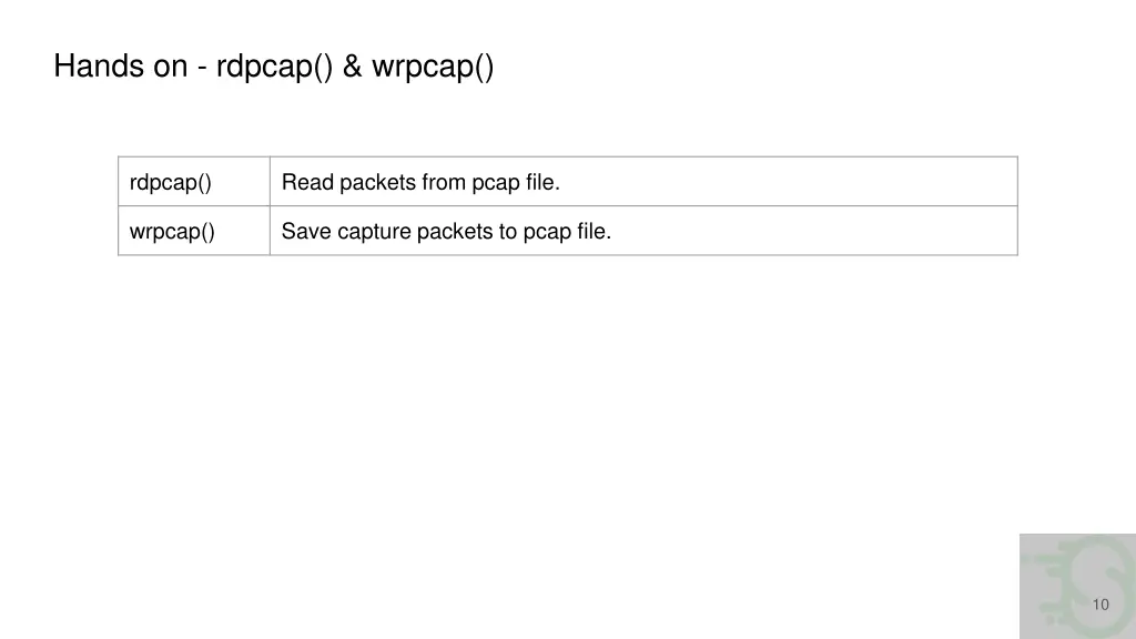hands on rdpcap wrpcap