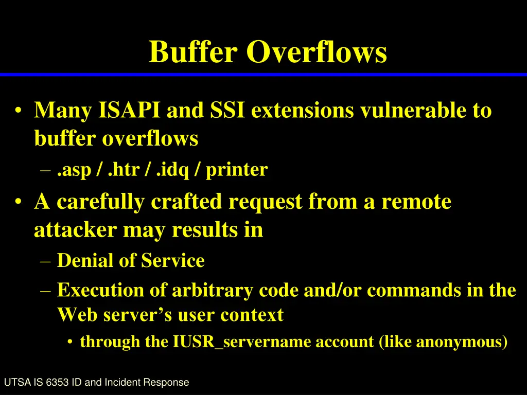 buffer overflows