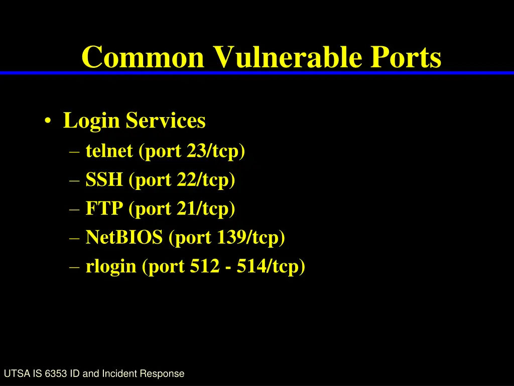 common vulnerable ports