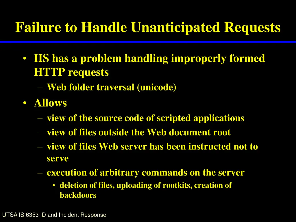 failure to handle unanticipated requests