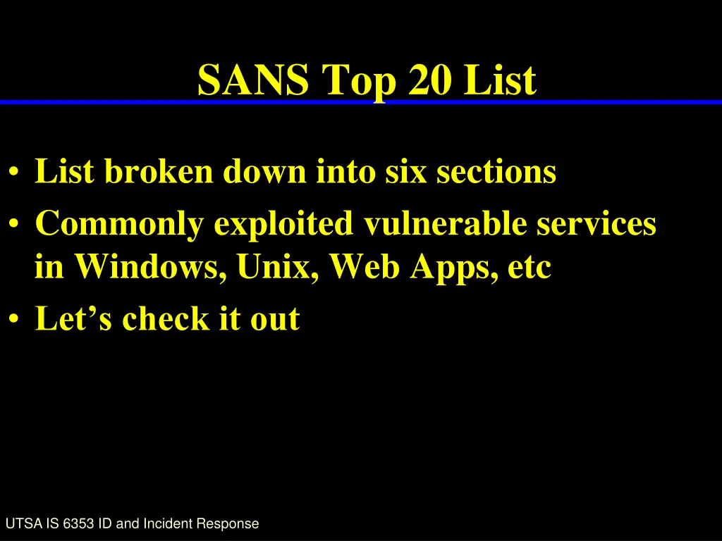 sans top 20 list 2