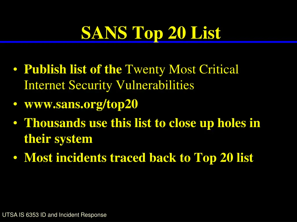 sans top 20 list