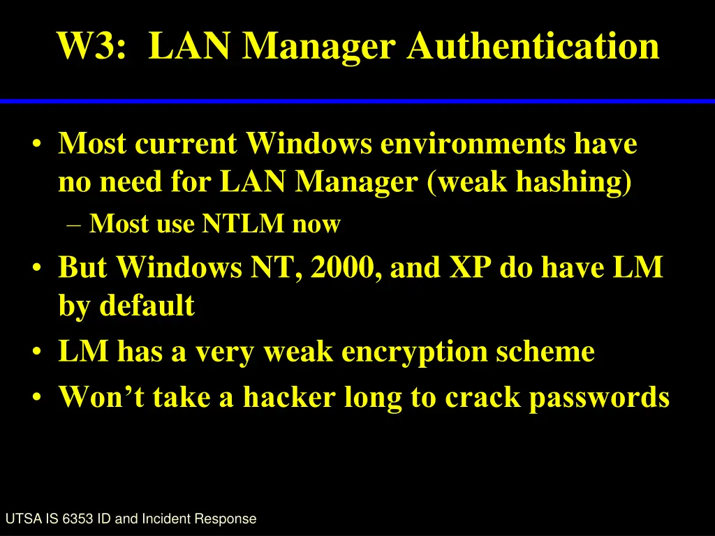 w3 lan manager authentication