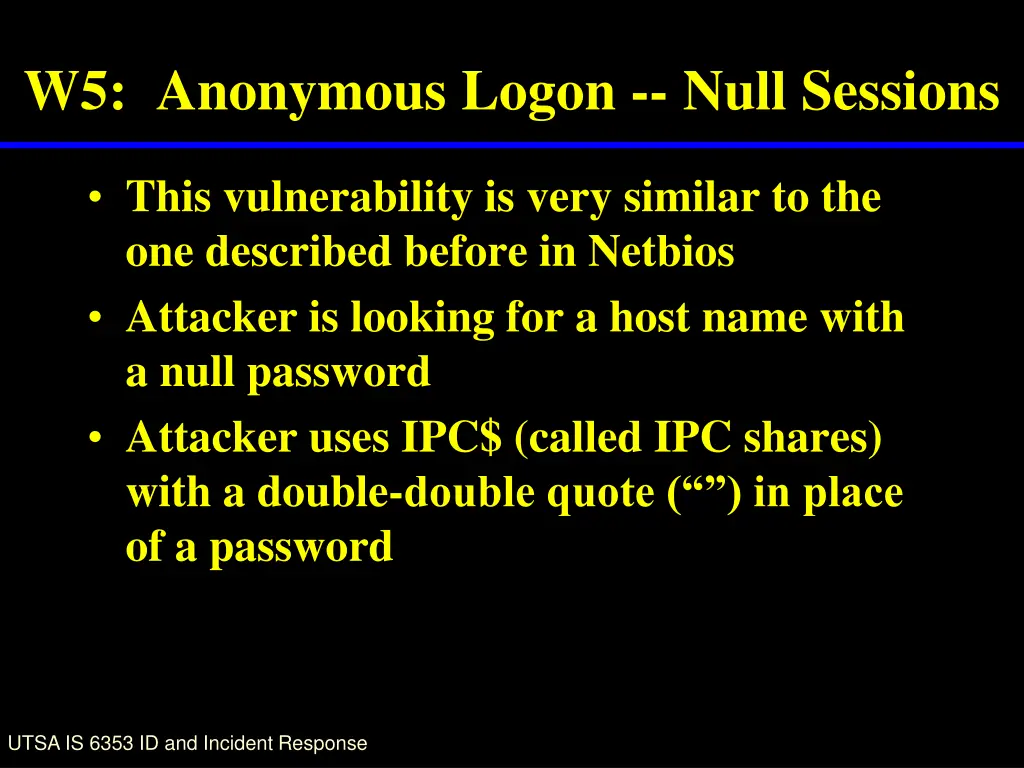 w5 anonymous logon null sessions