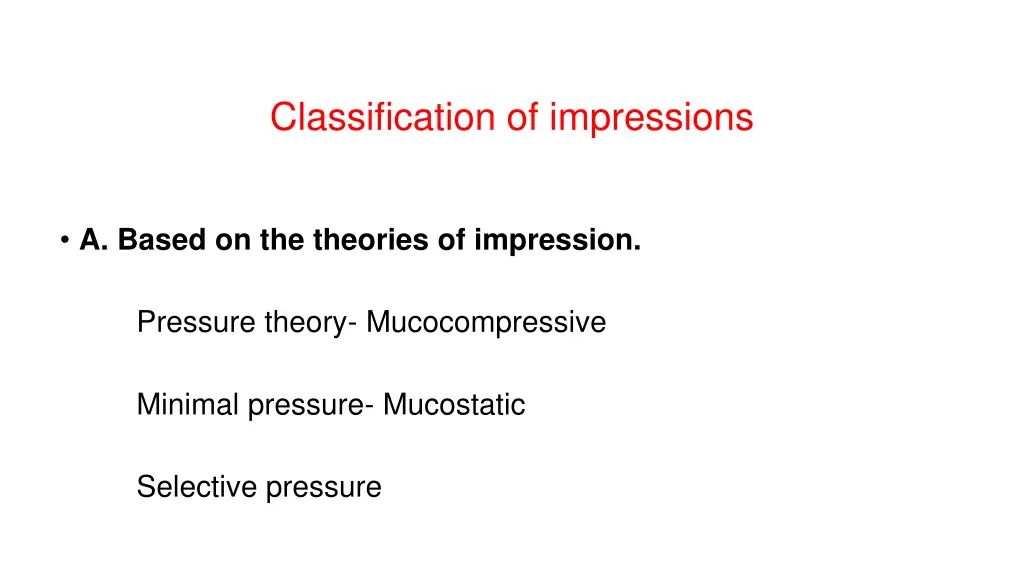 classification of impressions