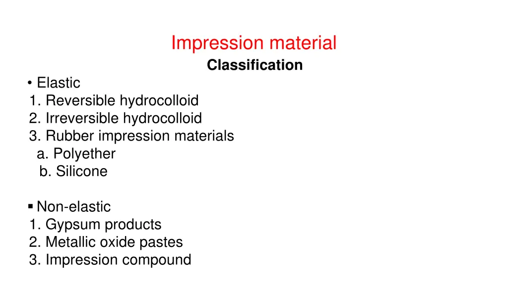 impression material classification