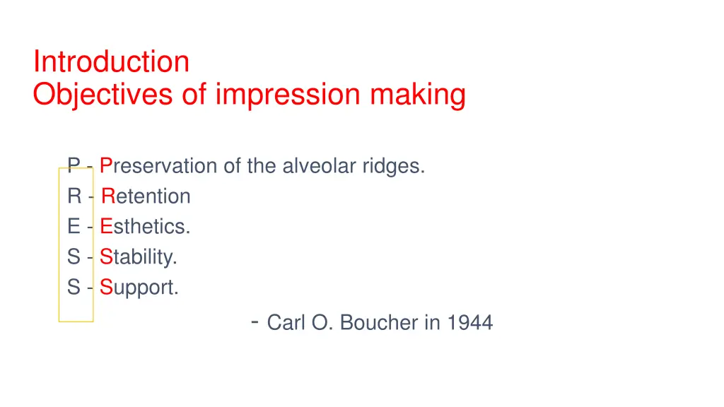 introduction objectives of impression making
