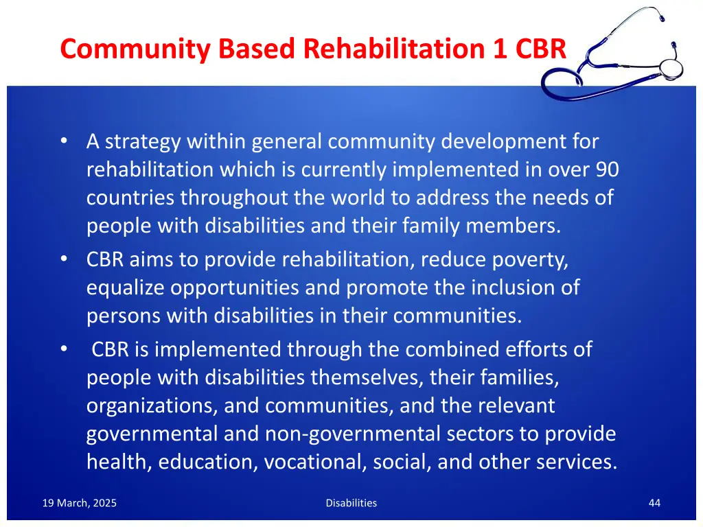 community based rehabilitation 1 cbr