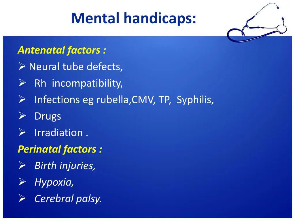 mental handicaps