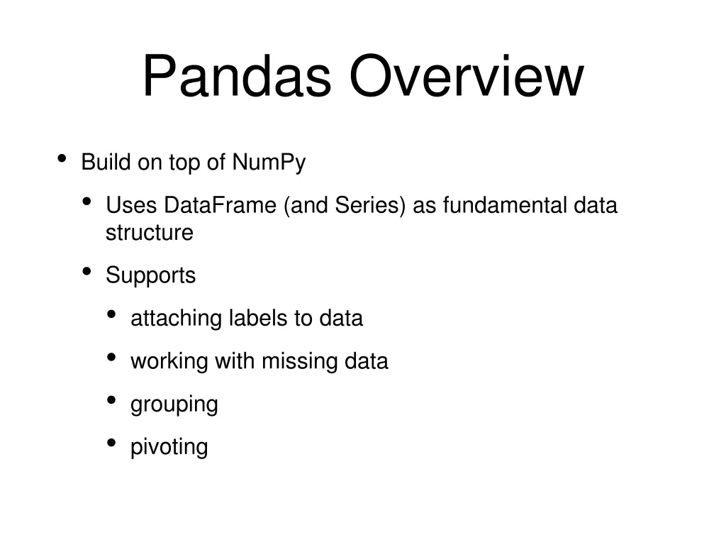 pandas overview