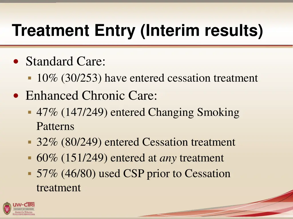 treatment entry interim results
