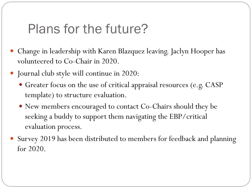 plans for the future
