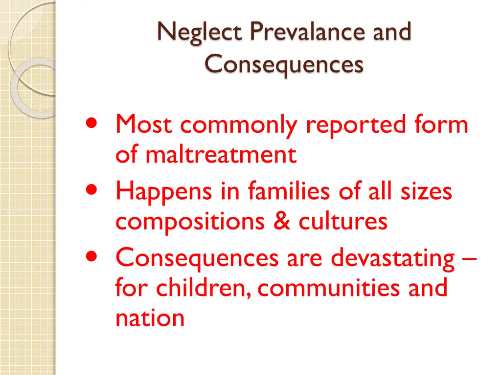 neglect prevalance and consequences