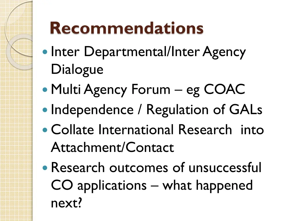 recommendations inter departmental inter agency