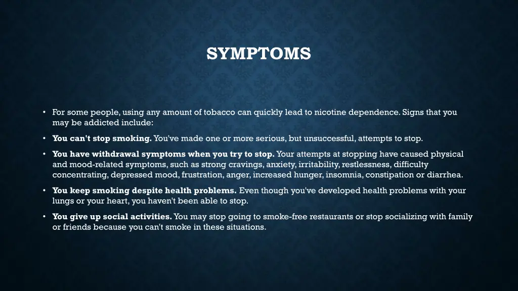 symptoms