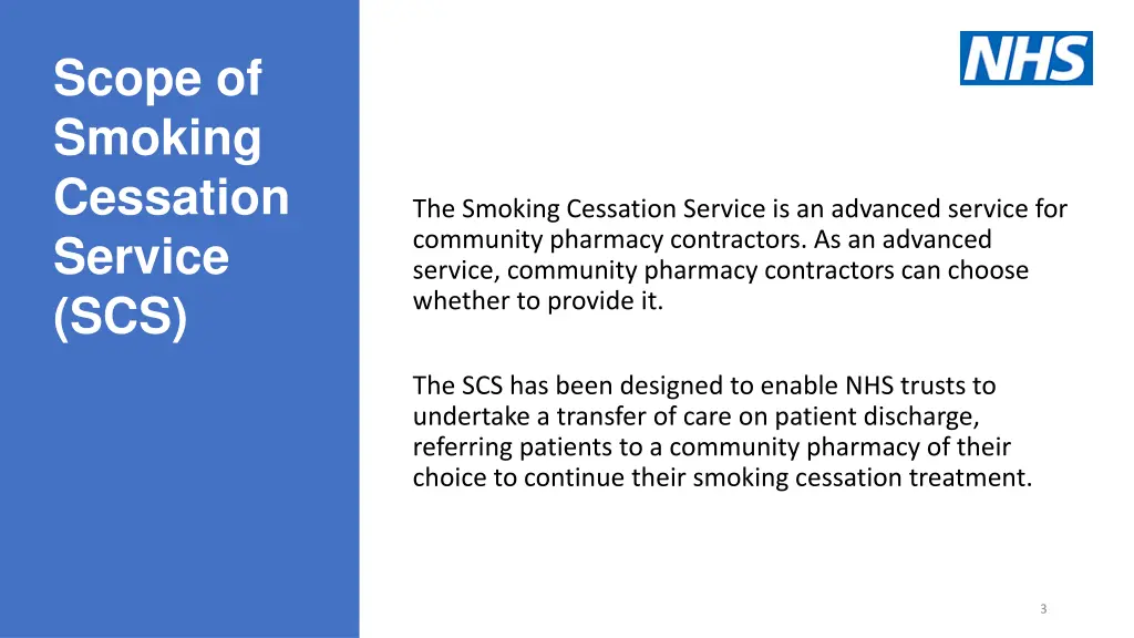 scope of smoking cessation service scs