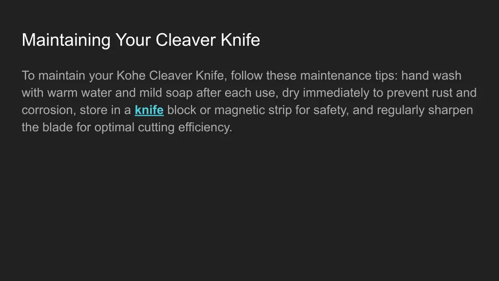 maintaining your cleaver knife