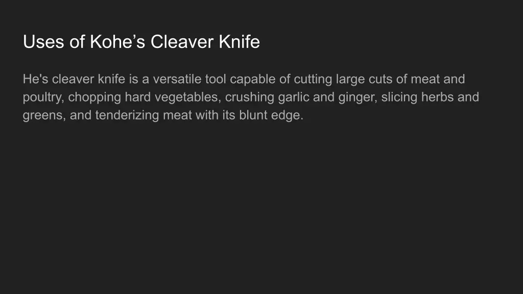 uses of kohe s cleaver knife