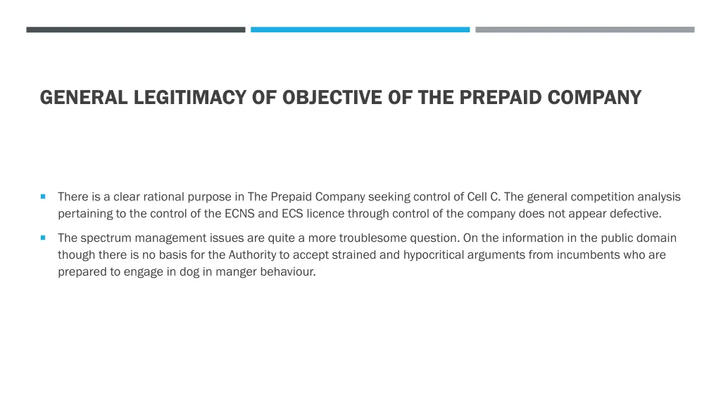 general legitimacy of objective of the prepaid