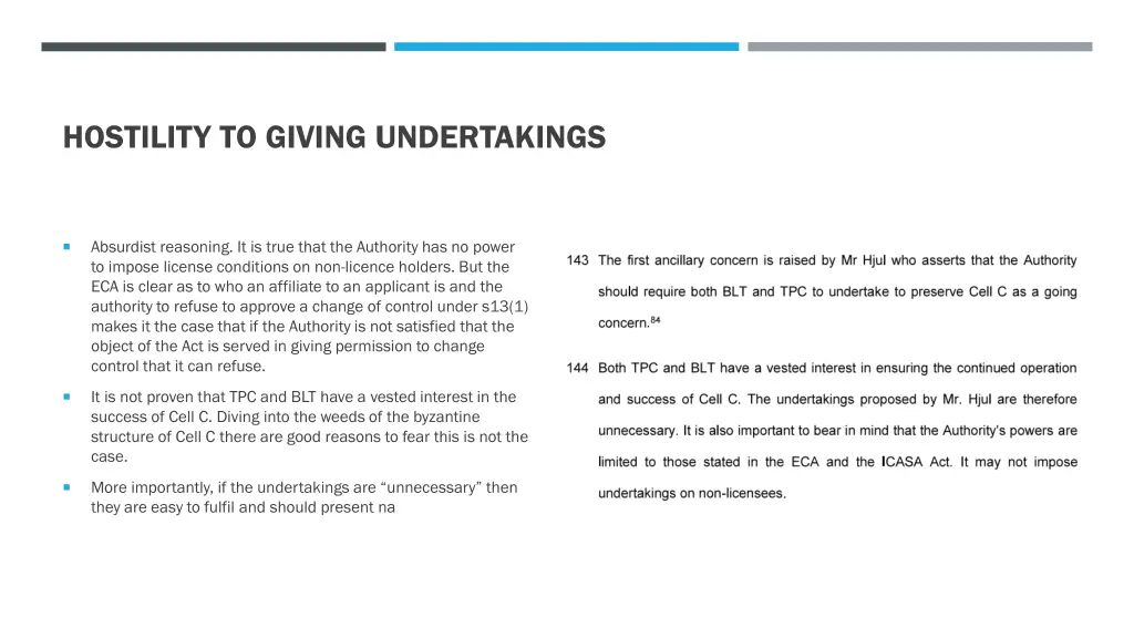 hostility to giving undertakings