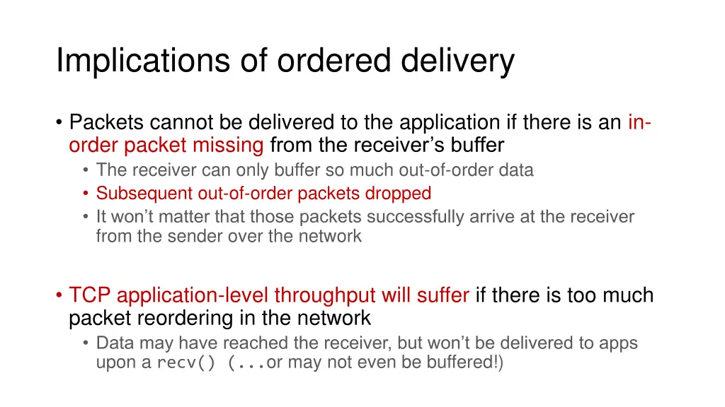 implications of ordered delivery