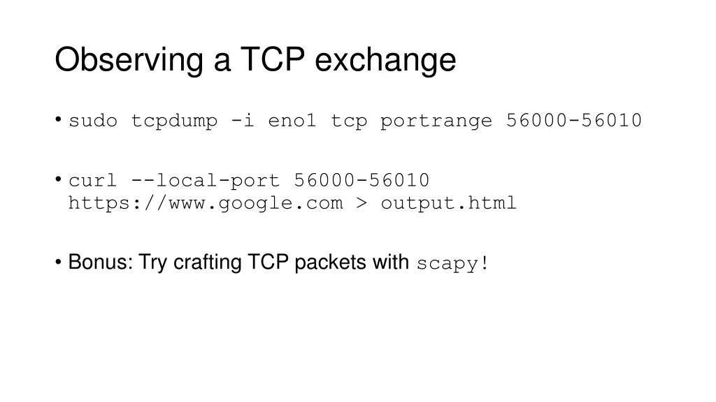 observing a tcp exchange