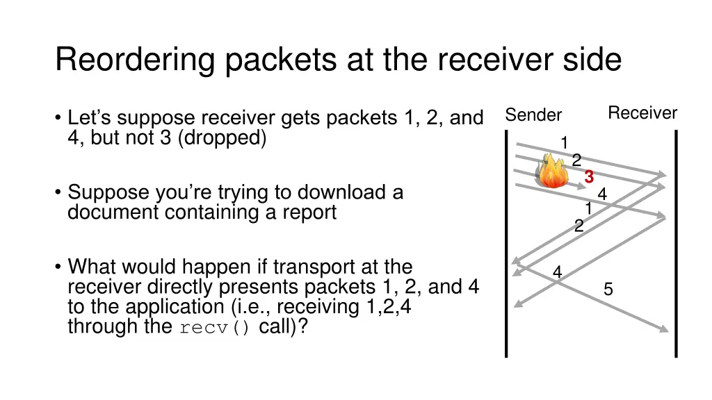 reordering packets at the receiver side