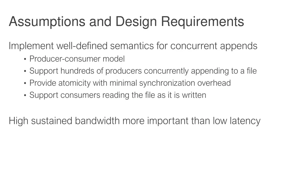 assumptions and design requirements