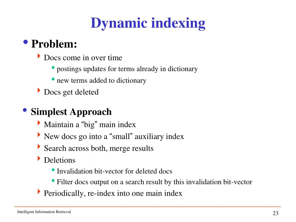 dynamic indexing