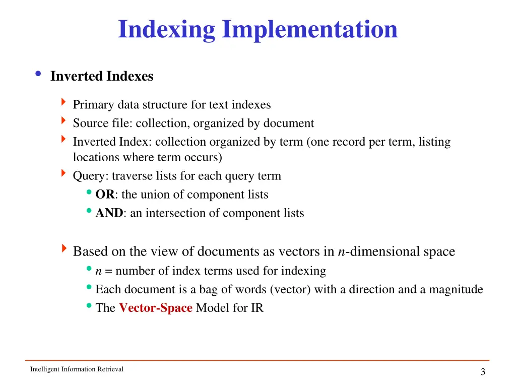 indexing implementation